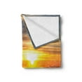 thumbnail image 2 of Clouds Soft Flannel Fleece Blanket, Sunset Scenery over the Clouds Imaginary Secret Weather Lands Natural Wonders on Earth, Cozy Plush for Indoor and Outdoor Use, 50" x 70", Orange, by Ambesonne, 2 of 5