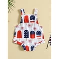 thumbnail image 3 of Wassery 4th of July Toddler Girls Summer Casual Sling Jumpsuit Sleeveless Stars Stripe/Ice Cream Print Romper Infant Independence Day Clothes 12M-5T, 3 of 9
