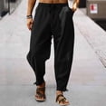 thumbnail image 2 of Men's Elastic Solid Cotton Casual Pants Loose Breathable Comfort Fit, 2 of 5
