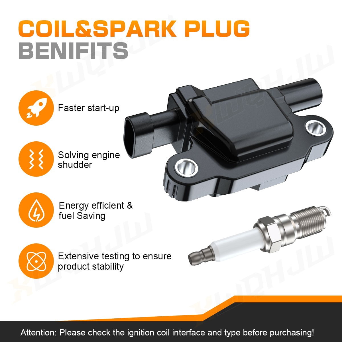 UF413-High Performance Ignition Coil & Spark Plug & Wire For Chevy GMC 5.3L 6.2L