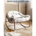 thumbnail image 4 of Patio Furniture Outdoor Papasan Rocking Chair, Oversized Wicker Lounge Chair with Cushion and Metal Frame, Patio Rattan Egg Rocker for Balcony Backyard Porch Bedroom, White, 4 of 7