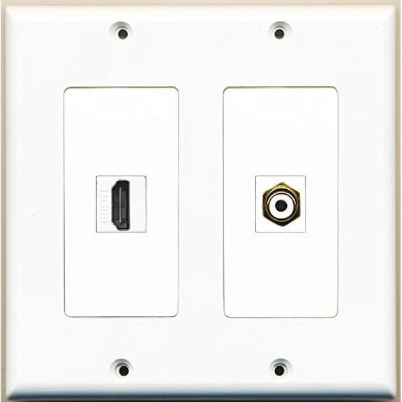 RiteAV - 1 Port HDMI 1 Port RCA White - Dual Gang Wall Plate
