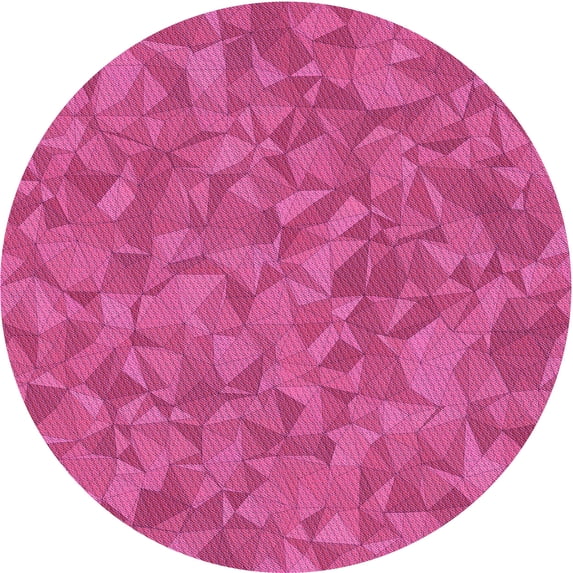 Ahgly Company Machine Washable Indoor Round Transitional Neon Pink Area Rugs, 8' Round