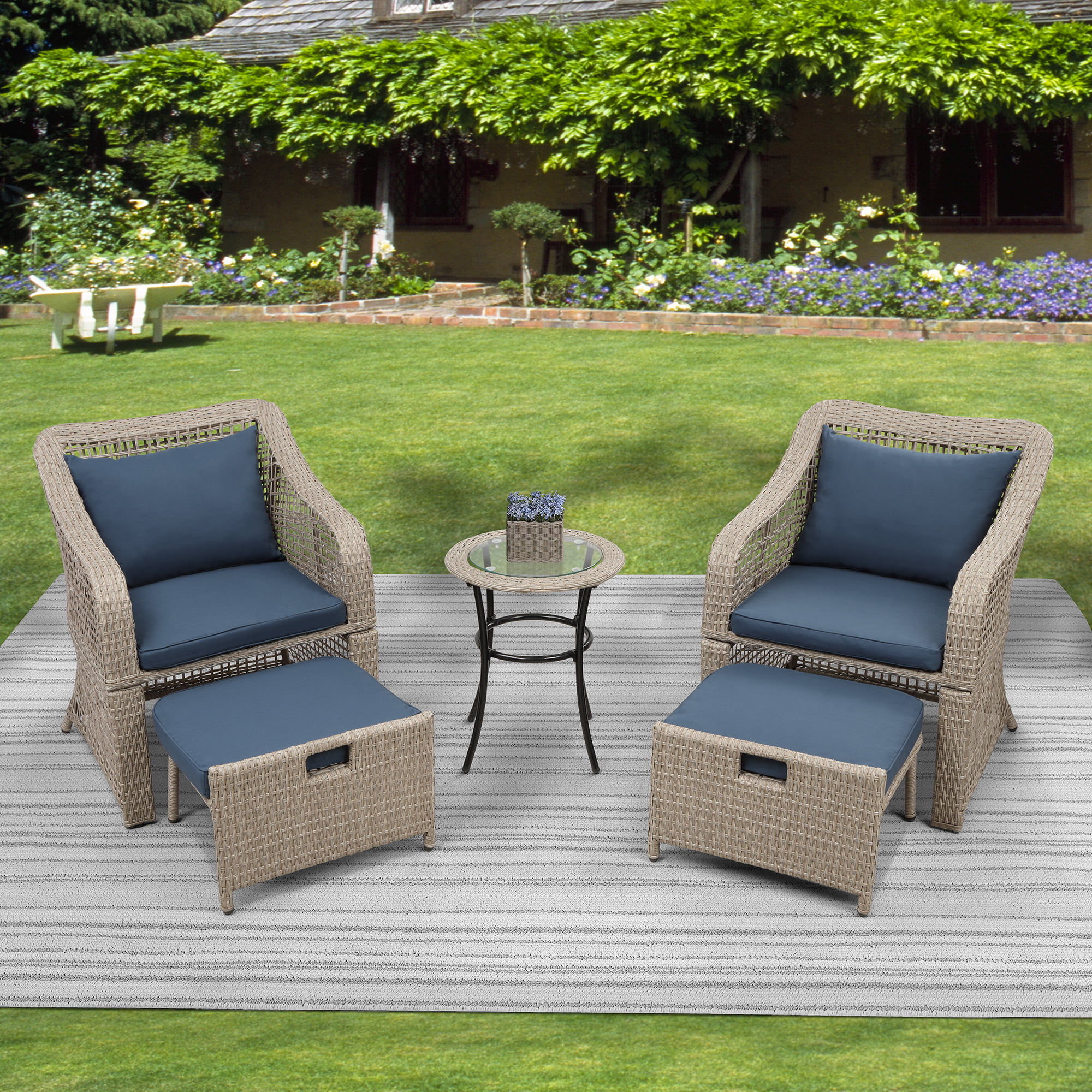 5-Piece Patio Furniture Set, Outdoor Bistro Set, Chairs and Table Patio