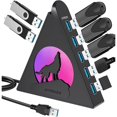 thumbnail image 1 of 7 Port USB Hub, JoyReken USB 3.0 Hub with 2 FT Long Cable, Vertical USB Exrension Hub for Laptop, MacBook, Xbox, PS4/5, Flash Drive, XPS, PC, Flash Drive, Game Console, Printer, Camera,Keyborad, Mouse, 1 of 4