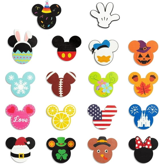 SUPYFD19Pcs Cute Mouse Interchangeable Seasonal Welcome Door Sign for Front Door Decor, Welcome to Our Home Sign with Interchangeable Holiday Pieces for Farmhouse/Wall/Porch Decor and Housewarming