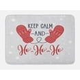 thumbnail image 1 of Keep Calm Bath Mat, Christmas Fun Theme with Snowfall Seasonal Gloves Ho Ho Ho Santa Print, Plush Bathroom Decor Mat with Non Slip Backing, 29.5" X 17.5", Pale Grey Dark Coral, by Ambesonne, 1 of 2