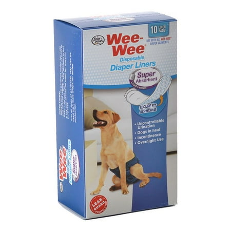 Four Paws Diaper Four Paws Wee Wee Super Absorbent Disposable Diaper Liners 10 Pack - (Fits All Garment Sizes) ()