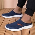 thumbnail image 2 of Men's Backless Slip On Sneakers Walking Shoes Lightweight Close Toes Sandals with Arch Support Breathable Canvas Clogs Blue Size 10, 2 of 6