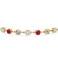thumbnail image 2 of Gem Stone King 2.61 Ct and E-F Lab Grown Diamond Red Ruby 18K Yellow Gold Plated Silver Tennis Bracelet for Women (Fully Adjustable up to 9 inch), 2 of 3