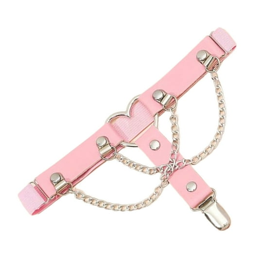 SDFGTstore 2Pcs Womens Goth Punk PU Leather Heart Shape Thigh Garter Belt Adjusted Leg Garters with Clip and Metal Chain