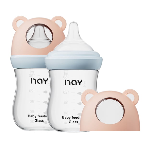Set de 2 Biberones de Vidrio Natural yanyoyo 160ml Anticólicos