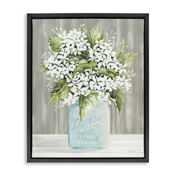 Stupell Industries Rustic Lodge Rustic Jar Bouquet Black Floating Frame Canvas Art, 17 x 21, by Cindy Jacobs