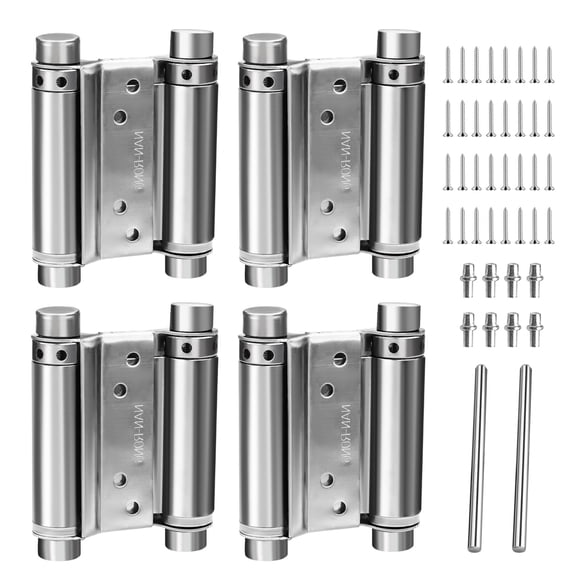 4 Pack 4" Double Action Spring Hinges, Self Closing Door Hinges for Saloon Cafe Pub Swinging Doors, Including Pins and Screws