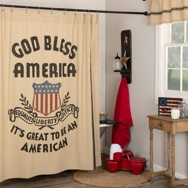 God Bless America Patriotic Country Americana Shower Curtain 72x72