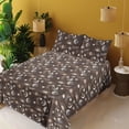 thumbnail image 2 of Ambesonne Boho Fitted & Flat Sheet with Shams 4 Pcs Set, Minimal Sun Moon Scandinavian, Queen, Taupe Tan and Dark Grey, 2 of 5