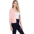 thumbnail image 4 of Cielo 1985 Women's Open Bolero Cardigan Sweater - cropped 3/4 sleeves lightweight - By The Simply Fashion peach S, 4 of 6