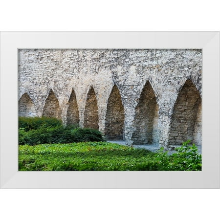Su, Keren 14x11 White Modern Wood Framed Museum Art Print Titled - Medieval city wall in the old town-Tallinn-Estonia
