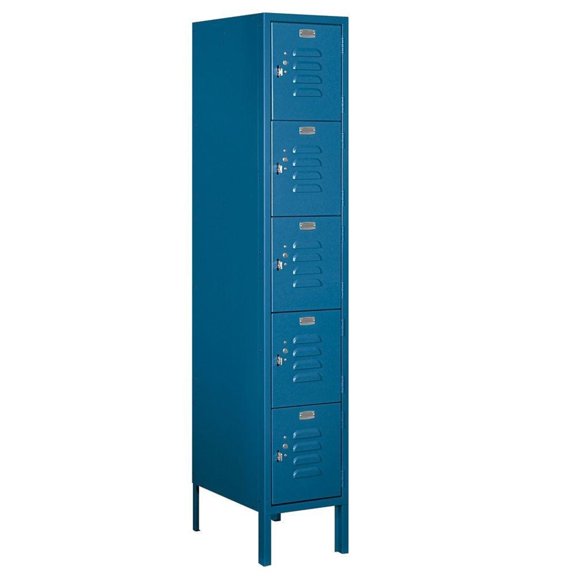 Salsbury Industries 65158BL-U Five Tier Box Style 12-Inch Wide 5-Feet High 18-Inch Deep Unassembled Standard Metal Locker, Blue