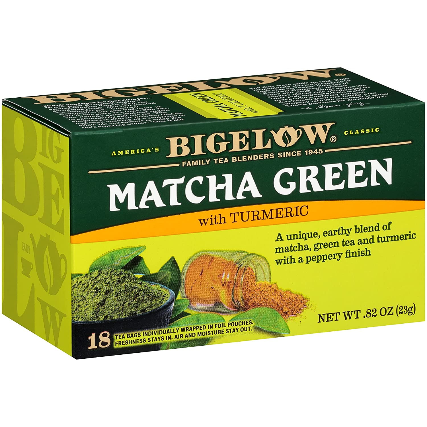 Bigelow Tea Matcha Green Tea with Turmeric 18 Tea Bags Pack of 3