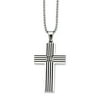 Stainless Steel Black-plated and Black Diamonds 22inch Cross Necklace - 22 Inch - Measures 29mm Wide
