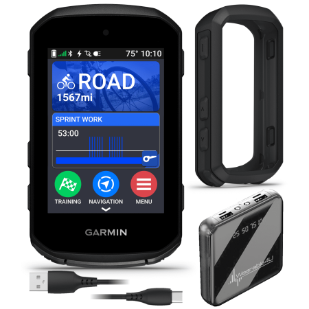 Garmin Edge 850 Compact GPS Cycling Computer 2.7 Vivid Color Display Bike-Specific Mapping Advanced Training & Performance Insights + Black Silicone Case w/ Wearable4U PowerBank Bundle