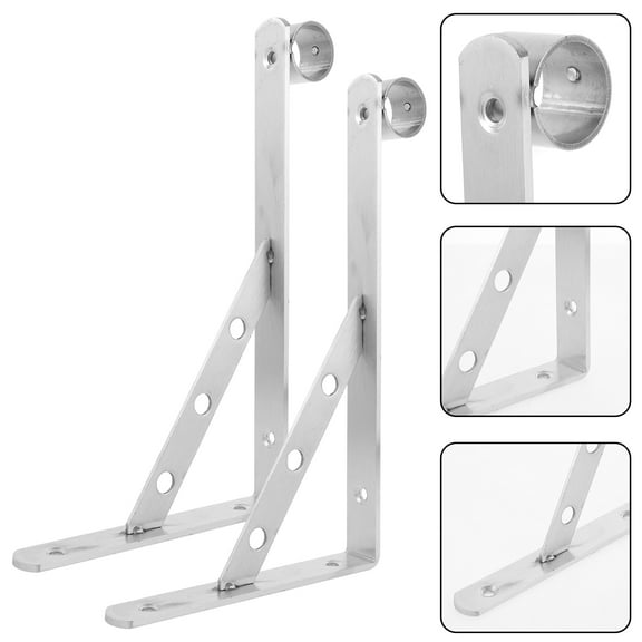 FOMIYES Clothesline Pole Bracket 2Pcs Wall Mount Heavy Duty Support Holder for Drying Clothes Space-saving Home Use