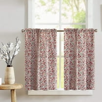 Cotton Small Flowers Allover Print Café Tier Curtains Window Treatment Kitchen Home Décor