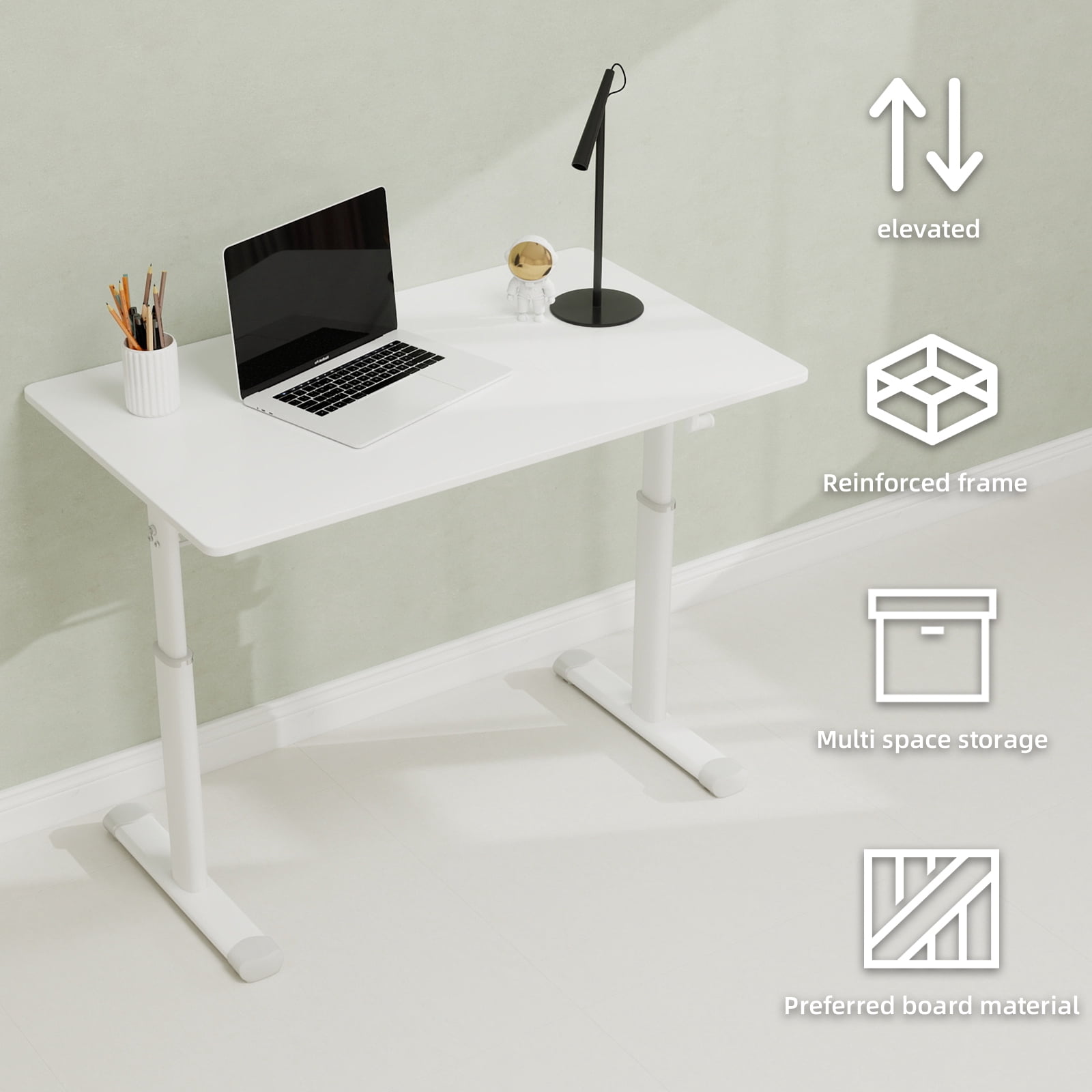 Adjustable Study Desk for Children and Adults, Height-Adjustable, Multifunctional Home Office Desk, Compact Design, 60x100cm