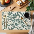 thumbnail image 2 of Green Spring Botanical Placemats Set of 6 Elegant Floral Summer Leaves Place Mats Indoor Wipeable Table Mats Washable Cloth Dining Table Placemats for Kitchen Holiday Party Home Decor 13x19 Inch, 2 of 9
