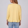 thumbnail image 4 of Women Shrug Lightweight Cardigans Open Front 3/4 Sleeve Ruffled Cardigan for Evening Party Dressy (M,Yellow), 4 of 4