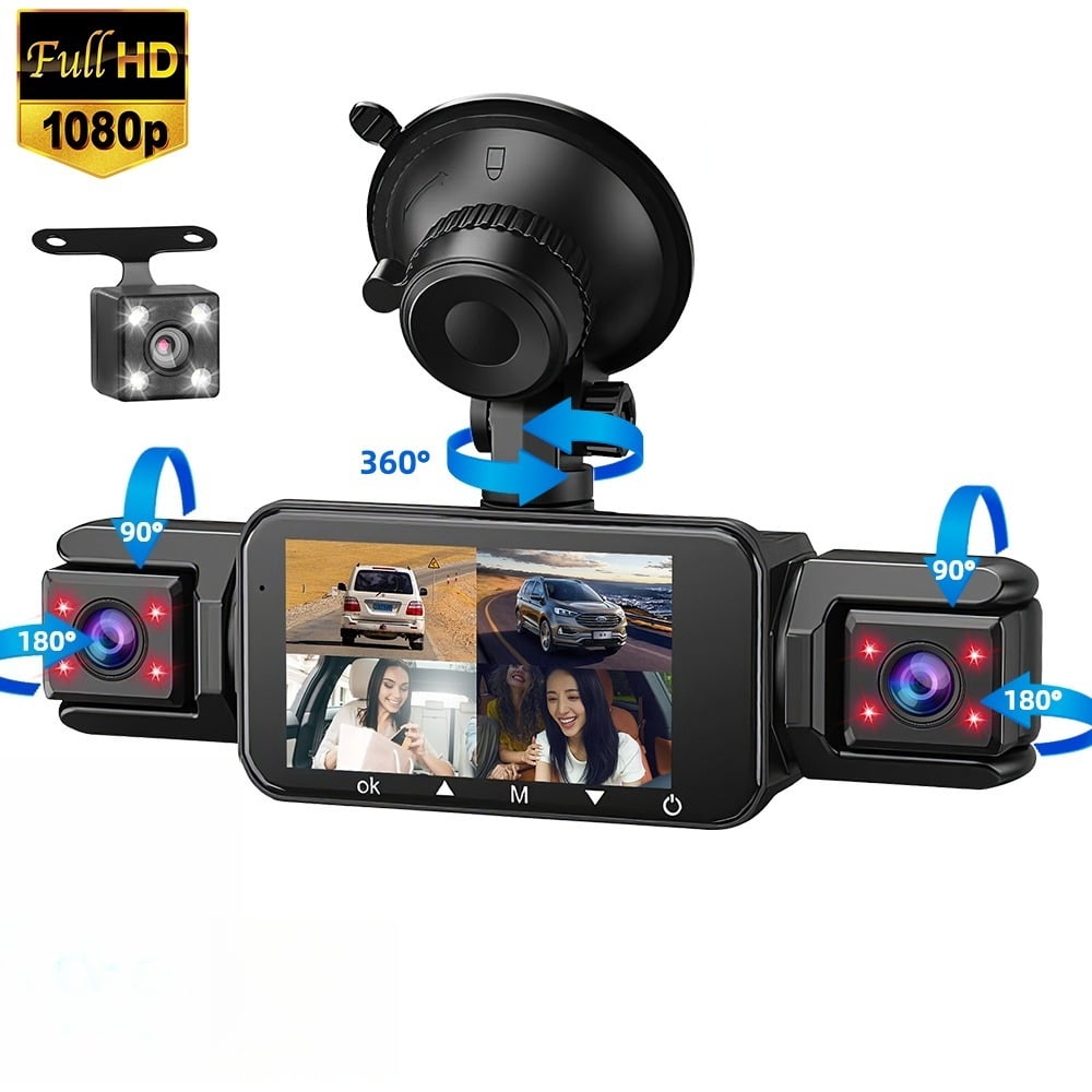 VOPOYO 360° 4-Channel 1080P Dash Cam, 4-in-1 Split Screen Front Rear Inside Car Dashboard Camera with IR Night Vision, Loop Recording G-Sensor, 24H Parking Monitor for Cars SUV Trucks