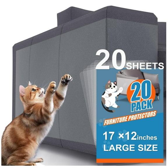 20 Pack Anti Cat Scratch Furniture Protector.Large Size 17x12 inch Couch Corner Protectorsfor Cats Tape -Anti Scratching Sticky Tape CatRepellent Mat, Furniture and Door Protection