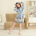thumbnail image 3 of FORMRS Niños Bathrobe Unisex Hooded Robe Soft Plush Pajamas Sleepwear, Size 10-12T, Winter Mountain, 3 of 7