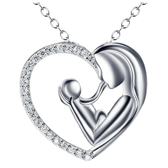 Necklaces Pendants for Women Womens For Mum Sterling Silver Mother Daughter Love Heart Pendant NeckGifts