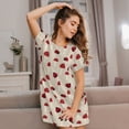 thumbnail image 3 of Rateoe Ladybug With Mushroom Print Women’s Nightdress – Cozy Cotton Short-sleeved Sleep Shirt, Loose-Fit Sleepwear, Perfect for Relaxing and Sleeping, 3 of 6