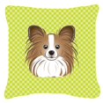 thumbnail image 1 of Checkerboard Lime Green Papillon Fabric Decorative Pillow, 14 x 14 In., 1 of 1