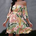 thumbnail image 2 of Vestido estampado de un hombro con lazo de playa informal de verano para mujer Fridja  qw7419, 2 of 8