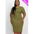 thumbnail image 3 of Bodycon Midi Dress with Short Sleeves in Plus Size Ribbed Fabric, 3 of 8