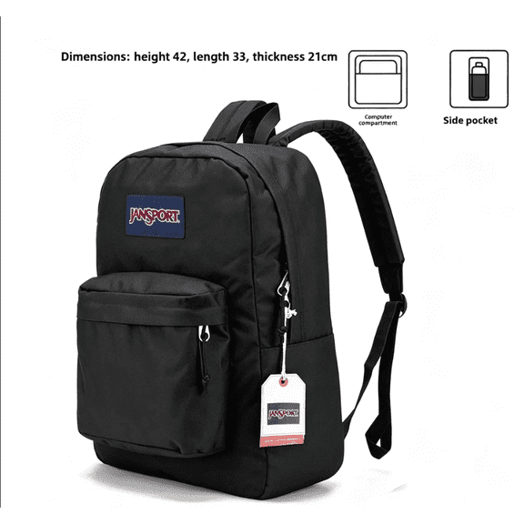 Classic Lightweight Black School Backpack, Casual Laptop Daypack for Teens Adults