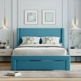 thumbnail image 2 of SESSLIFE Upholstered Platform Bed, Full Bed with a Storage Drawer, Blue Full Bed Frame, Storage Platform Bed Frames, Hold 600 LBS, No Box Spring Needed, Easy Assembly, 2 of 9