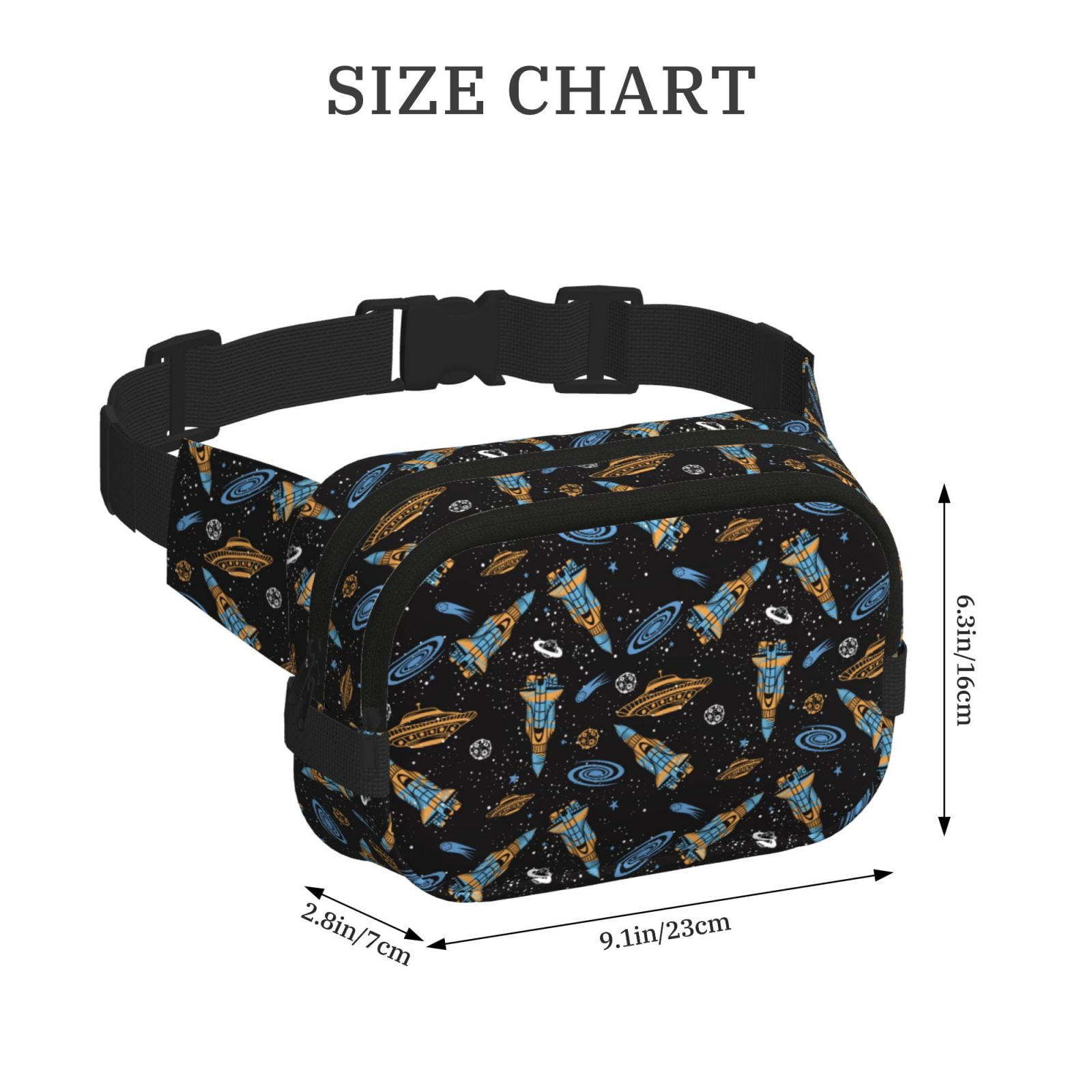 Hirioo Space Rocket for Double Layer Waist Bag Adjustable Fanny Pack For Travel Running Hiking