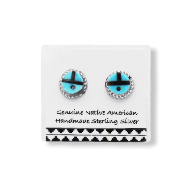 Genuine Sleeping Beauty Turquoise Zuni Sunface Earrings Sterling Silver Authentic Indigenous New Mexico Tribe Handmade Nickel Free Walmart Com