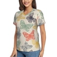 thumbnail image 5 of Yiaed Butterfly Print Women's T Shirt V-Neck Short Sleeve Shirt Casual Breathable Tee Summer Tops-Large, 5 of 5