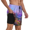 thumbnail image 3 of Balery Colorful Purple Cosmos Flower Mens Swim Trunks Swim Shorts for Men Quick Dry Inseam Beach Shorts with Compression Liner Pocket-X-Large, 3 of 9