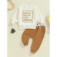 thumbnail image 2 of Nygoyerh Baby Boys Outfit 3M 6M 9M 12M 18M 24M 3T Long Sleeve Crew Neck Bodysuits Letters Print Sweatshirt with Elastic Waist Sweatpants 2PCS Sets Baby Infant Clothing, 2 of 7