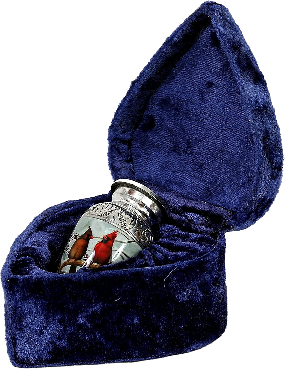 hlc Beautiful Small Lovely Cardinal Couple Bird Keepsake Urn Qnty 1 - Keepsake Urn for Human Ashes with 1 Velvet Box Bag - Peaceful Engraved Mini Memorial Affordable Keepsake Urn (3.5 cu.in)