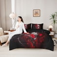 thumbnail image 4 of Homewish Red Thorn Rose Skull Full Size Bedding Sets for Men, Halloween Floral Skeleton Love Full Size Bed in a Bag, Black Reversible, 7 Pieces, 4 of 7