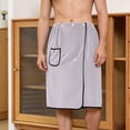 thumbnail image 2 of successthop Wrap Bath Towel for Men Soft Knee Homewear Snap After Bath Wear Pocketed Comfortable Winter Loungewear Gray, 2 of 6