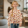 thumbnail image 4 of Xixirimido Fall Maple Leaf Print Girls Casual Tunic Tops Tie-hem Long Sleeve Loose Soft Blouse T-Shirt Cute Graphic Girls Shirts, Size 7-8, 4 of 7